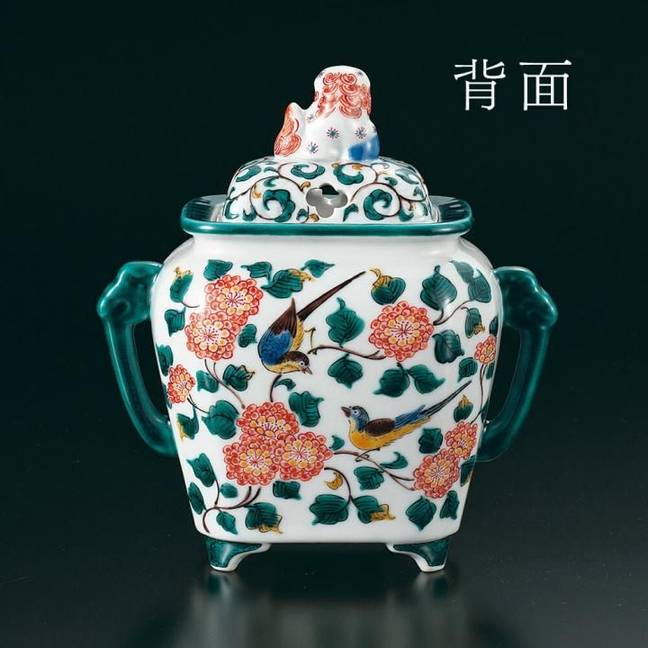 香炉 色絵花鳥絵変図 / 三ツ井為吉 桐箱紐通し入り - 和食器の通販なら
