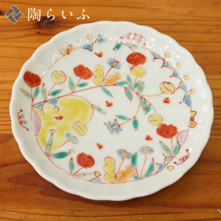 4号菊皿 花更紗/銀舟窯