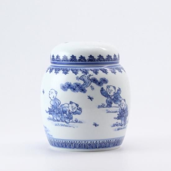 2568 平戸祐祥 染付 唐子絵 花瓶 未使用 2568 平戸祐祥 染付 唐子絵