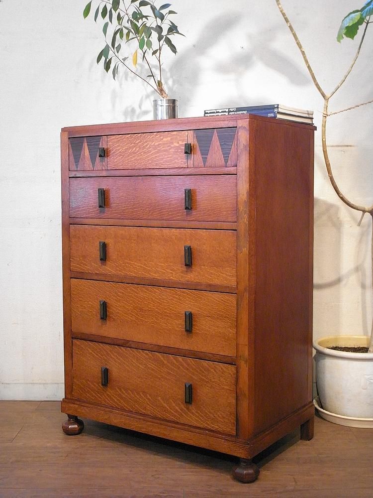 アンティーク引き出し5段 Japan Vintage 小引き出し 5段 木製