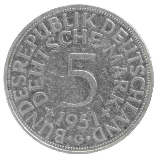 860. 1958年 銀貨 ドイツ 5マルク 860. 1958年 銀貨 ドイツ 5マルク