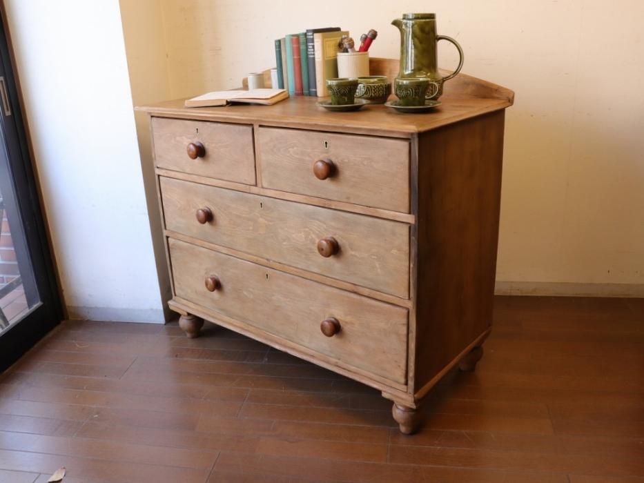 IFU-410 英国アンティーク パインチェスト 収納 リネンボックス