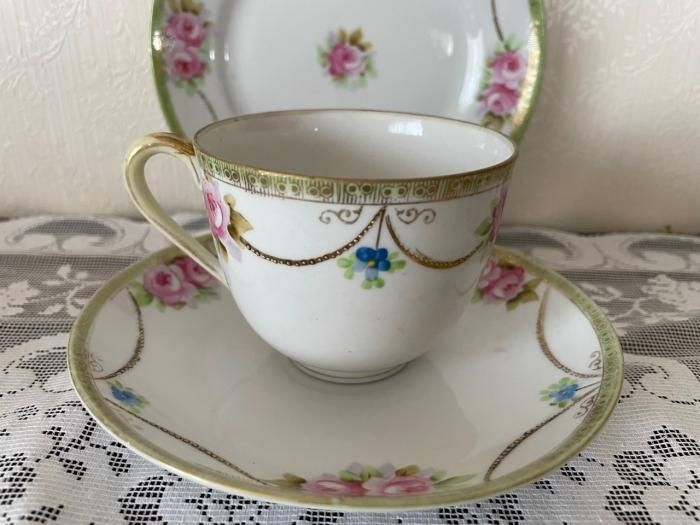 オールドノリタケ薔薇デザイントリオ マルキ印 英国輸出用