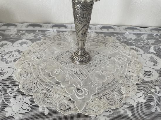 アンティークフランス ノルマンディーレース 花刺繍 アランソン