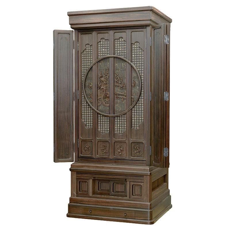 全宗派】縞黒檀 銘木仏壇 仏具セット付き（22号/ムク板使用） - 仏壇