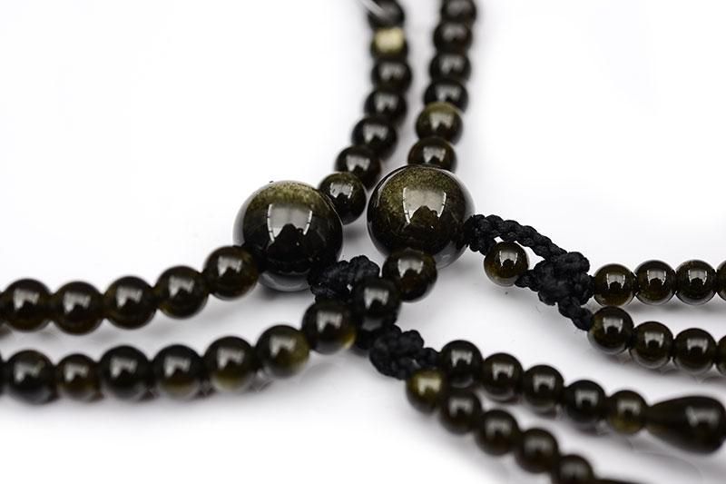 真言宗】本式数珠 本蓮数珠 数珠 念珠 オニキス 正絹頭付房 (女性用/8