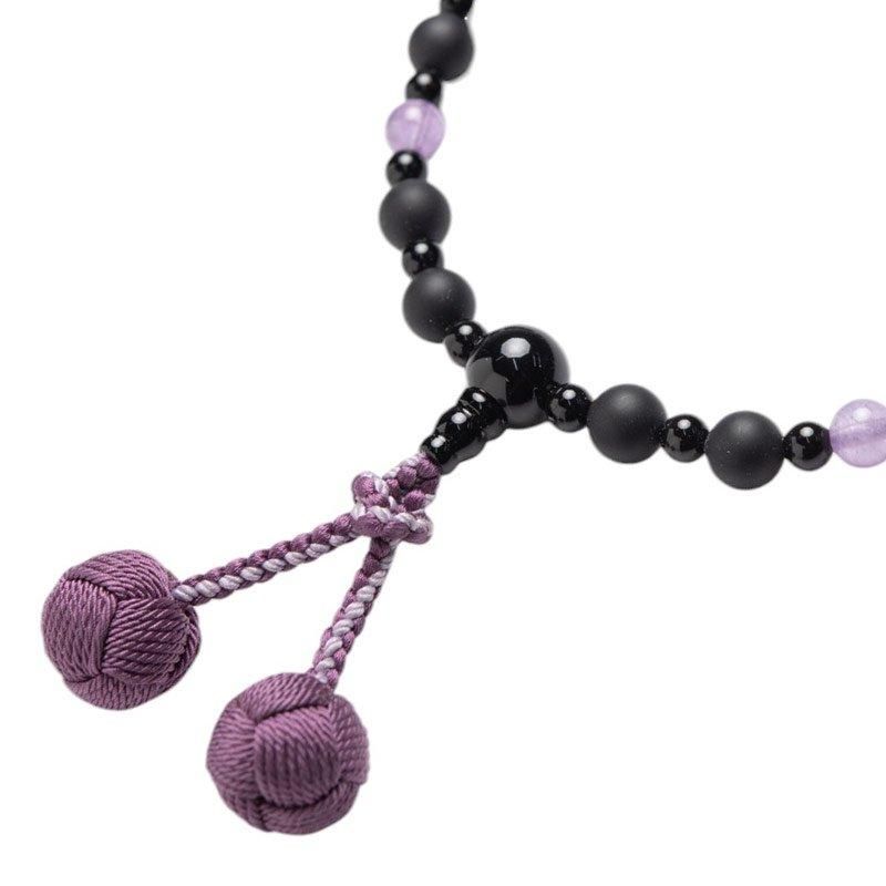 全宗派】 片手念珠・略式数珠 オニキス 藤雲石 ラベンダー 紫 甲州貴石