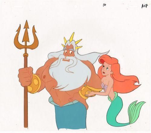 アリエルとトリトン王のセル画 アリエルとトリトン王のセル画 アリエル
