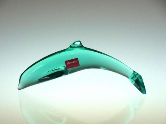 バカラ イルカ ○ フィギュリン 置物 ドルフィン クリスタル ブルー 青