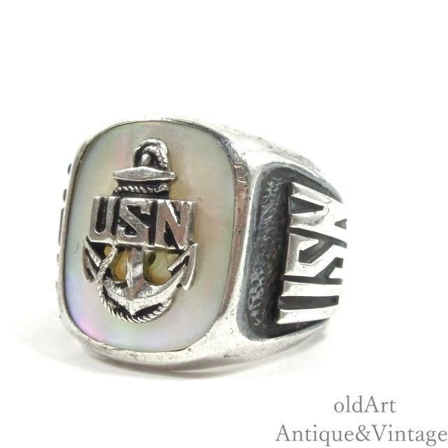USA製1940年代D.B社WW2ヴィンテージUSN碇マザーオブパール＆シルバー製