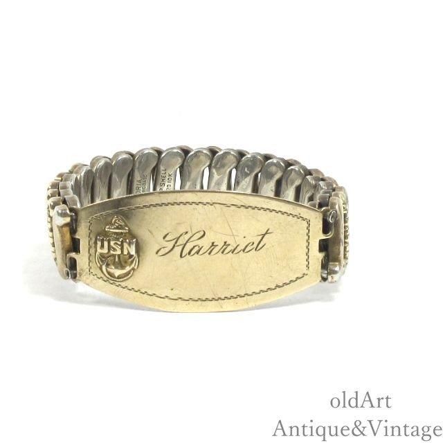 USA製1940年代ヴィンテージUS.NAVYアメリカ海軍USN錨シルバー×金張り