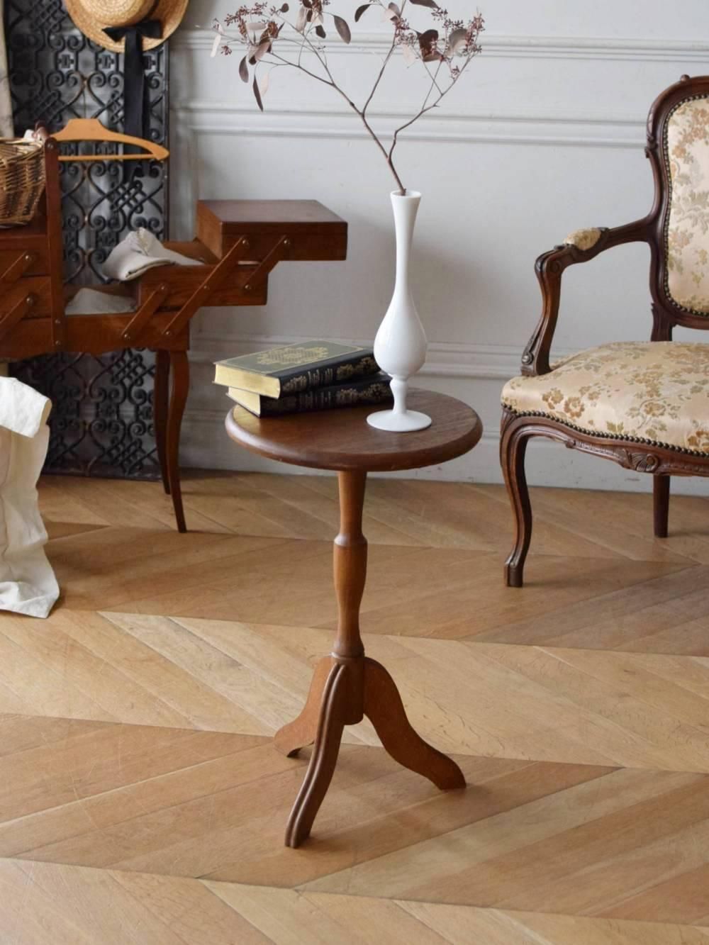 ビンテージラウンドサイドテーブル ローテーブルコーヒーテーブル剥離