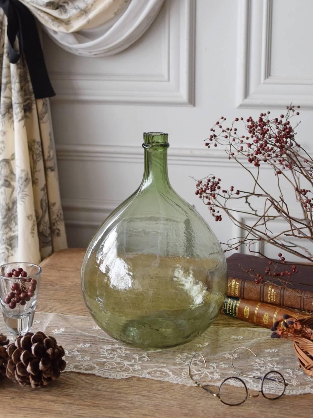 特大デミジョンボトル ガラスビン 古いガラス 美しい気泡と色合い