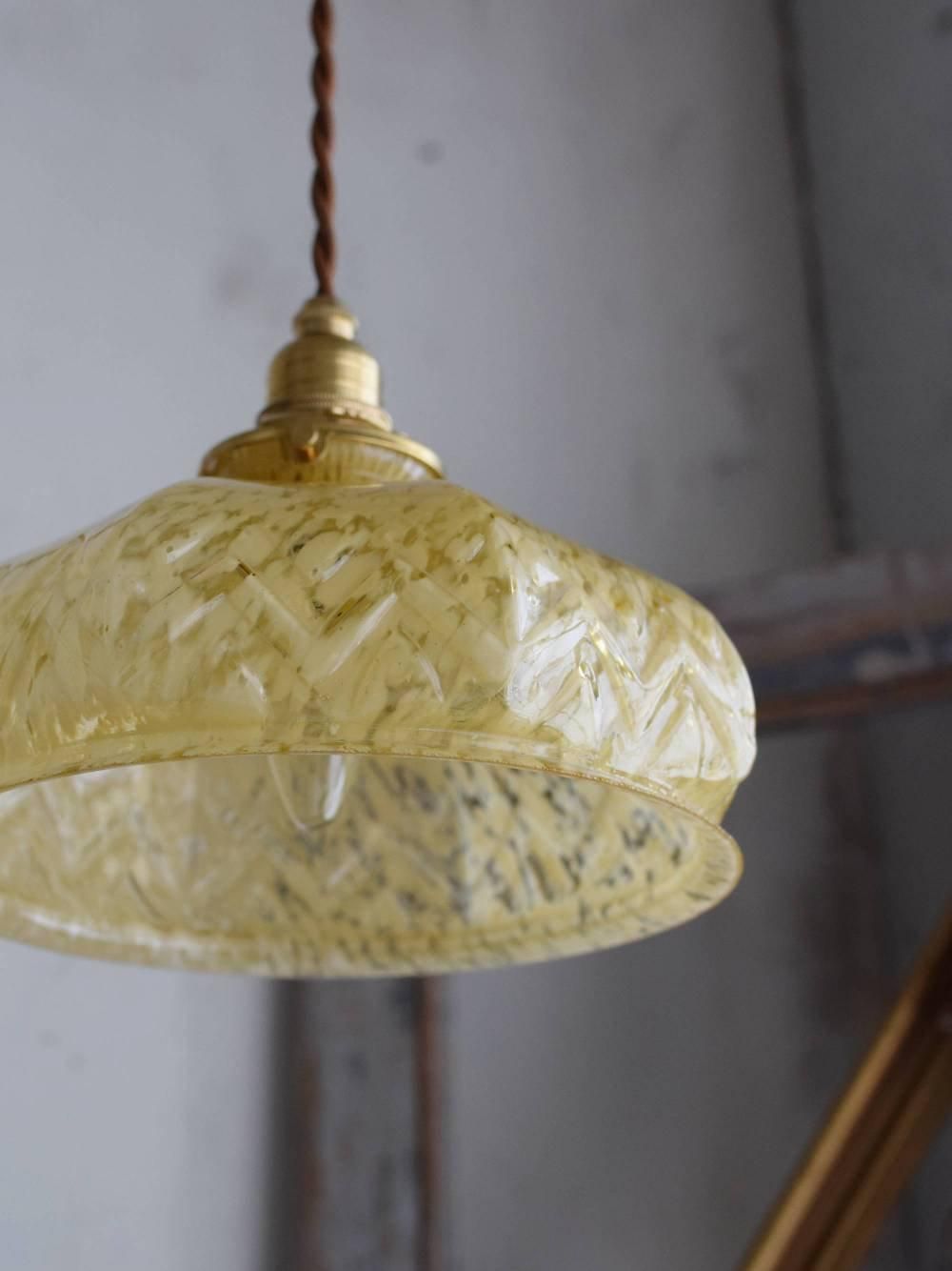 フランスヴィンテージ照明 ガラスシェードランプ.18 ペンダントランプ