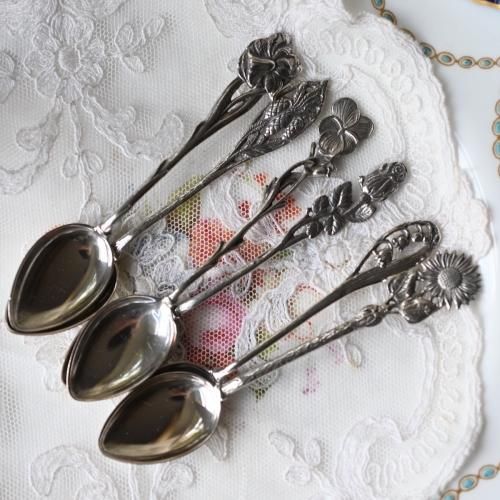 英国】【純銀ハンドル】プレザーブスプーン / ピクルスフォーク