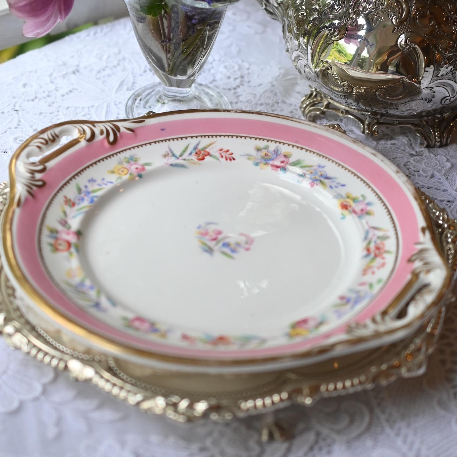 オールドミントン 花文字絵皿 19世紀 オールドミントン 花文字絵皿 19世紀