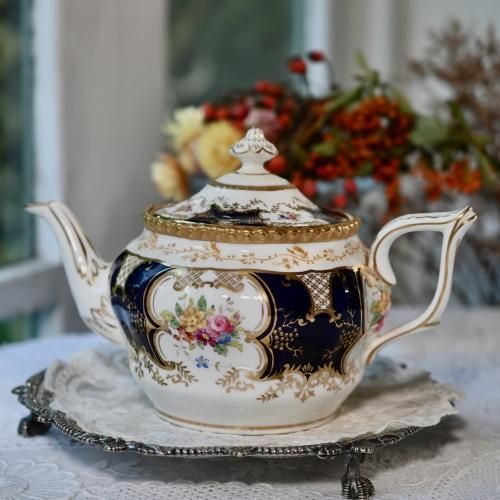 1920年代・コールポート バットウィング コバルト色のティーポット