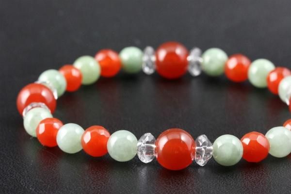 赤メノウ＆翡翠 6mmブレスレット｜天然石ブレスレット通販 キラリ石