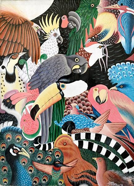 ティンガティンガ・アート 2611「アフリカの鳥たち」by ムクラLサイズ
