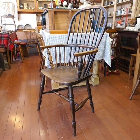 イギリス アンティーク ウィンザーチェア ハイバック ダブルボウ