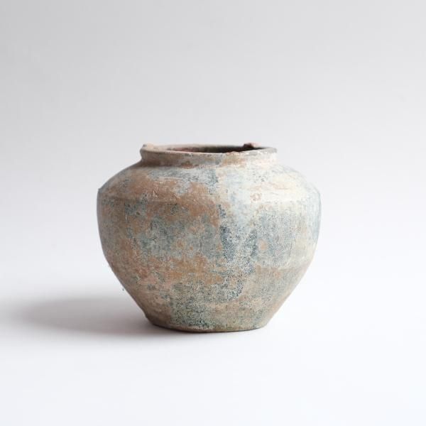 中国 緑釉壺 銀化 古陶器 送料込み250703 中国 緑釉壺 銀化 古陶器