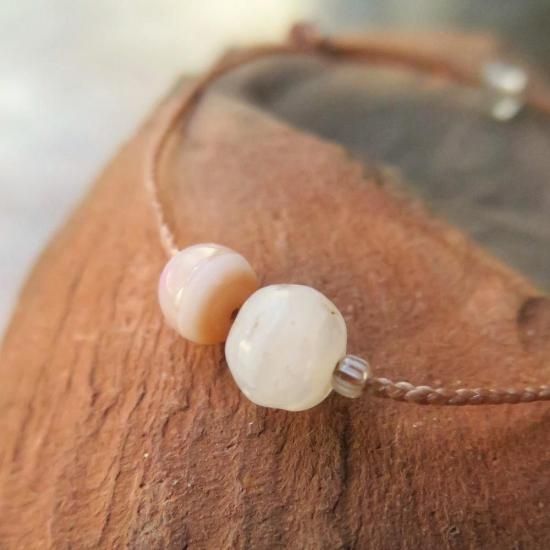 古代瑪瑙 白 ＋ 淡橙 ＆ グーズベリー ブレスレット - 東京・神楽坂