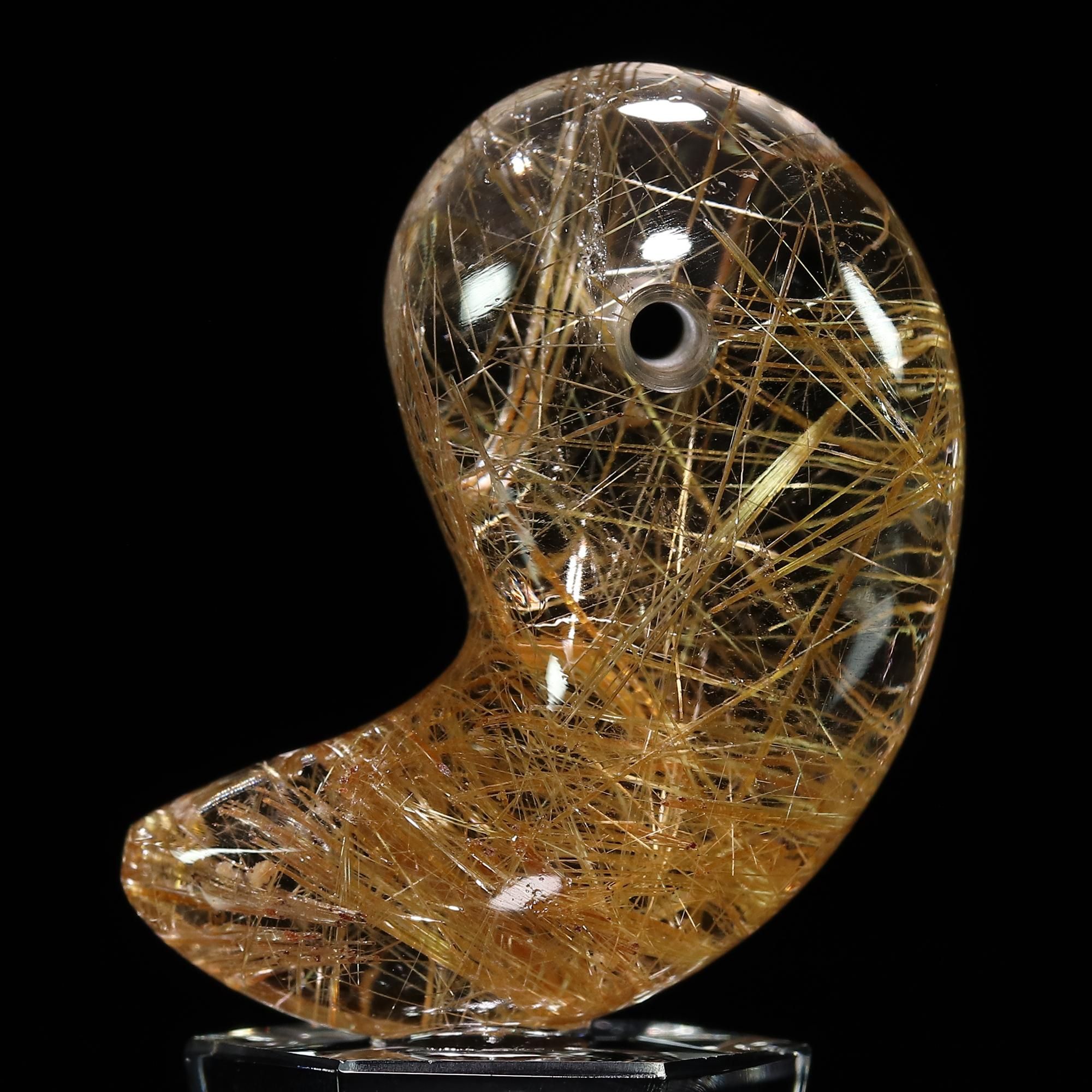 特注品/ネパールで加工した当店限定勾玉】ゴールドルチルクォーツ 勾玉