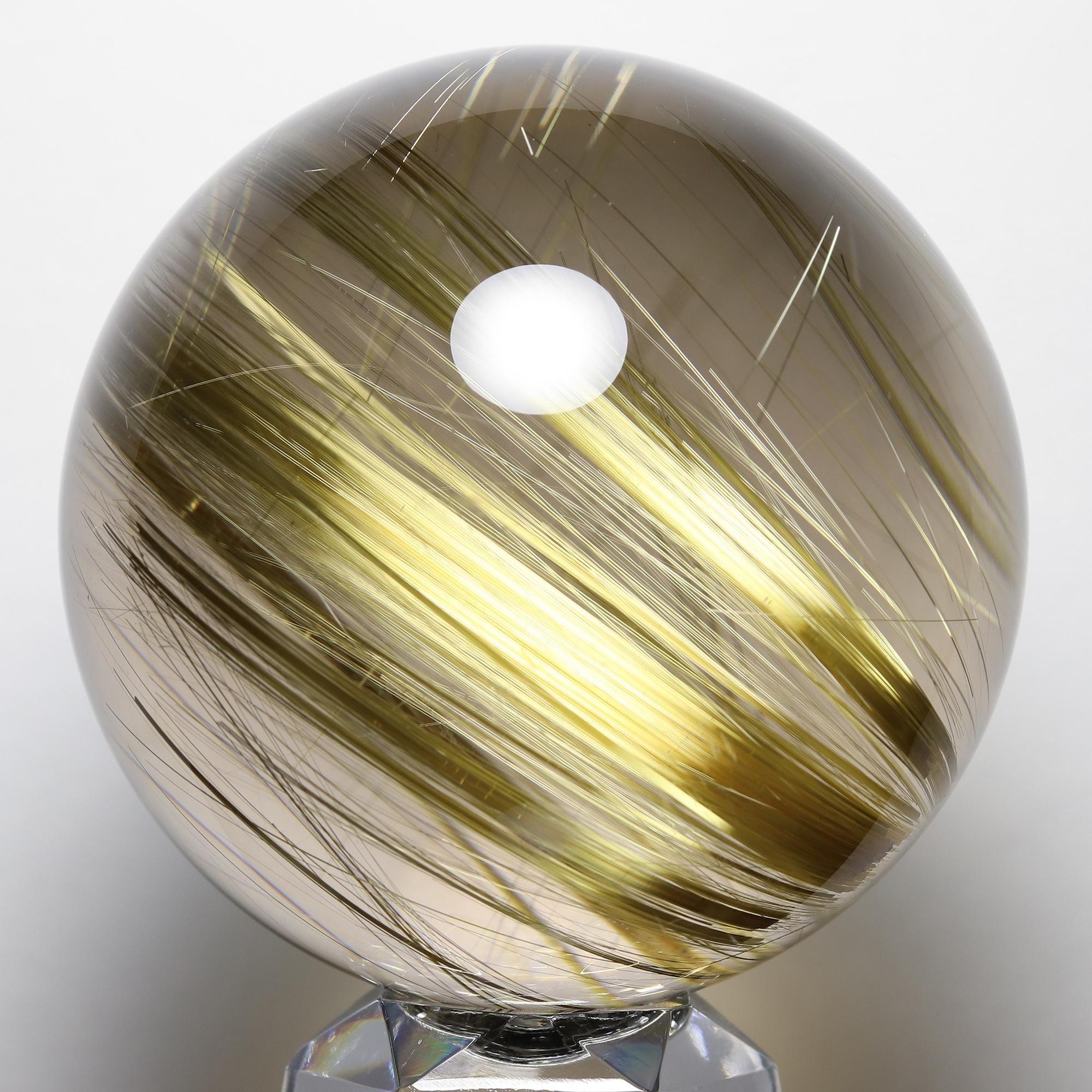 超大玉 63mm ゴールドタイチンルチルクォーツ 丸玉 スフィア 金針水晶