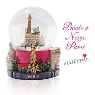 フランス直輸入！】スノーグローブ 縦7cm【パープル エッフェル塔