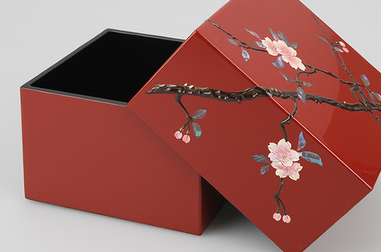 漆鏡箱 鉄線紋様 漆塗り小引き出し レトロ 漆鏡箱 鉄線紋様 漆塗り小