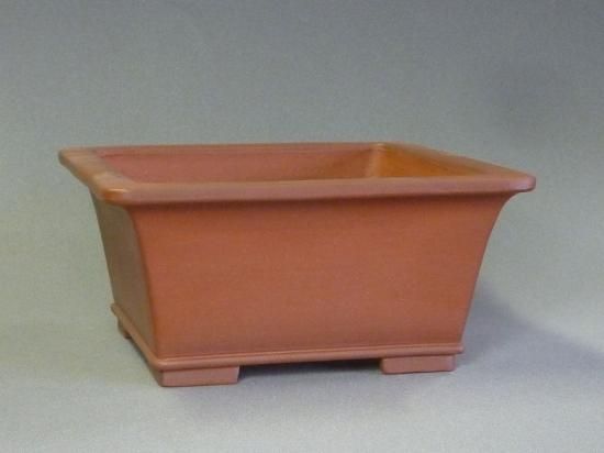 010.【寿悦】朱泥鼡俵鉢/盆栽鉢/木箱付き 010.【寿悦】朱泥鼡俵鉢/盆栽