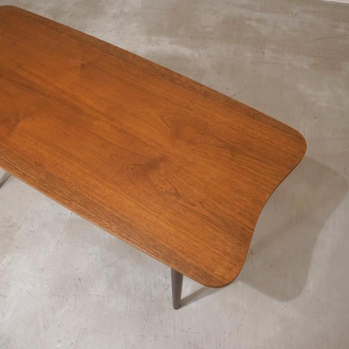 UD12134｜コーヒーテーブル（チーク＆ラタン）北欧ビンテージ家具