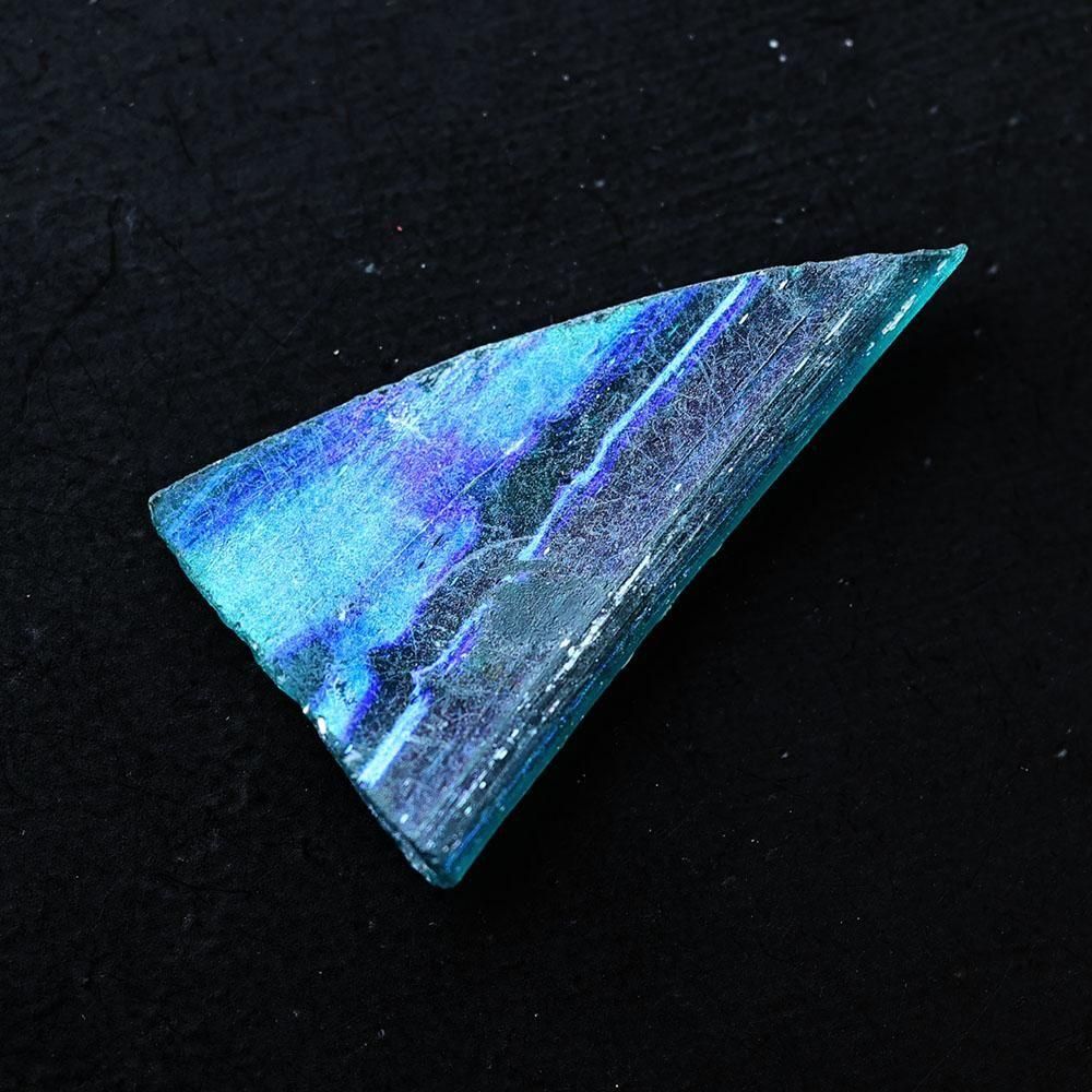 ローマングラス ガラス製細長ボトル 透明 青緑色 ローマングラス