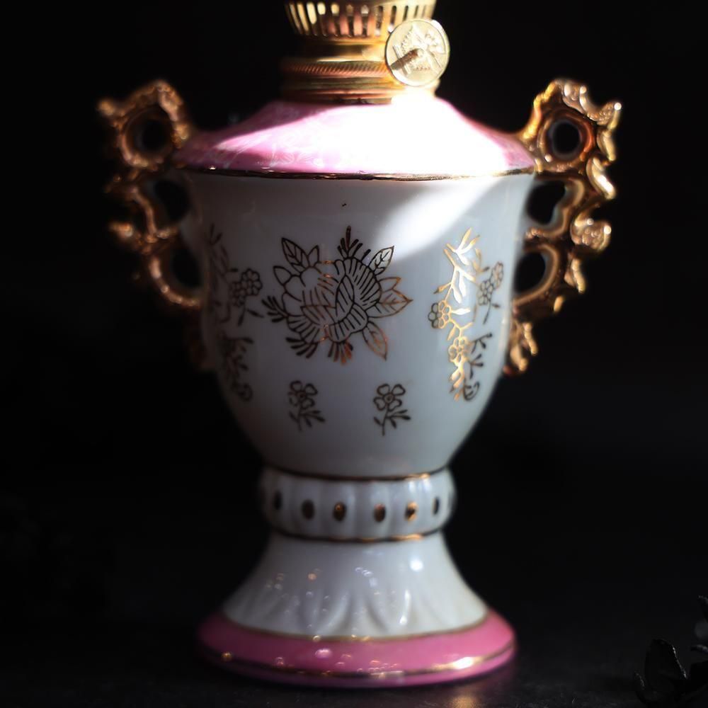 レトロピンク陶オイルランプ - 海福雑貨通販部