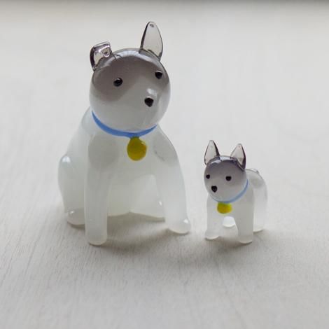 犬の親子 細工置物 セット - 明治三十二年創業のガラス食器会社「廣田