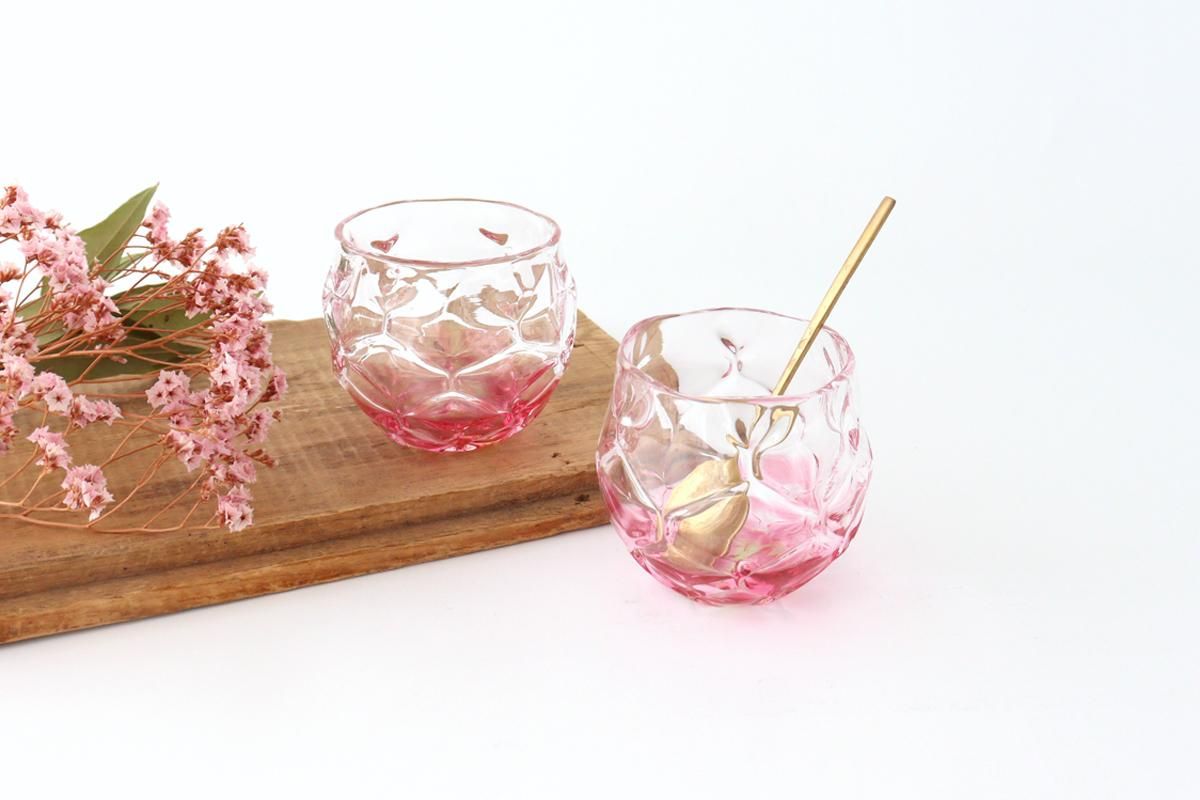 ころんとした桃色グラス｜ガラス｜ガラス工房マル｜和食器通販｜うちる