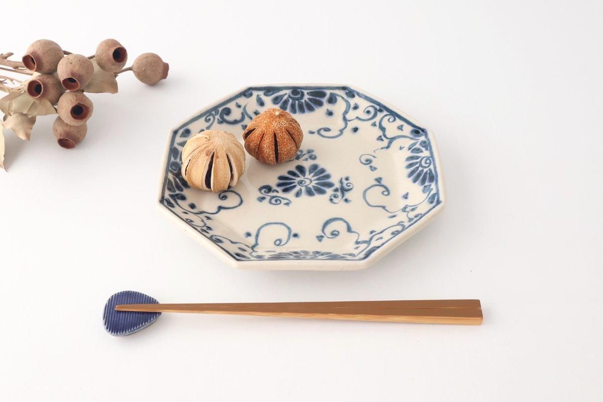 八角皿｜花紋｜陶器｜藍安南｜美濃焼｜和食器通販｜うちる｜和食器の皿