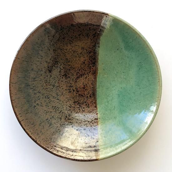 値下げ！未使用 牛ノ戸焼 中井窯 染め分け 緑抜き 大皿 鳥取 値下げ