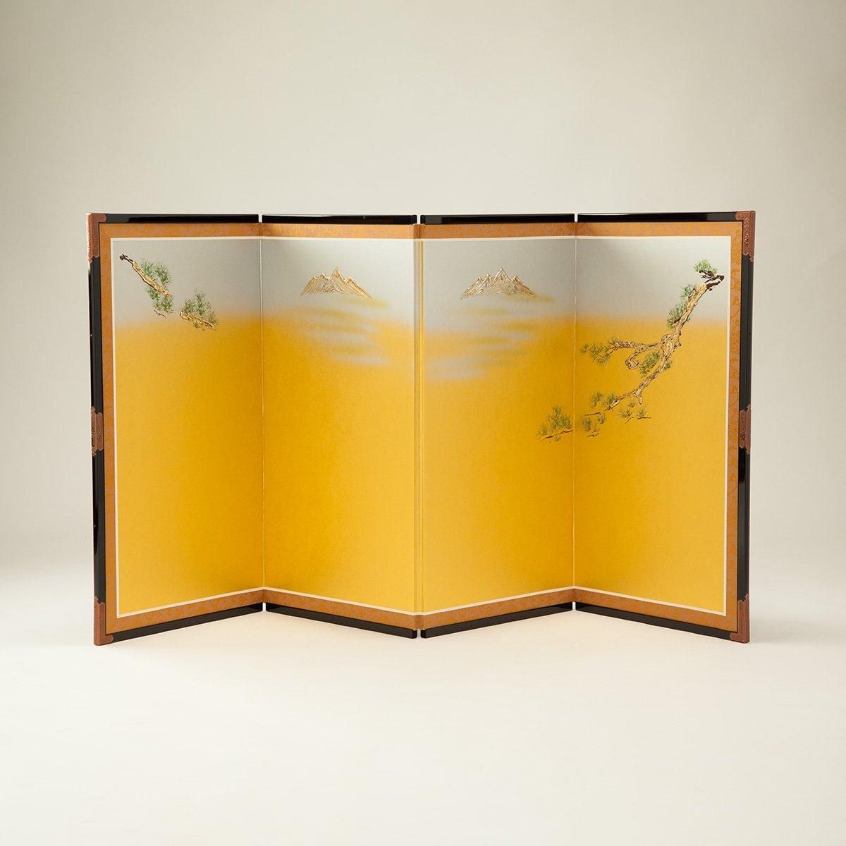 ワ745-098 人気 金屏風(四折) 金正陶器 金屏風（四折） 1個（ご注文