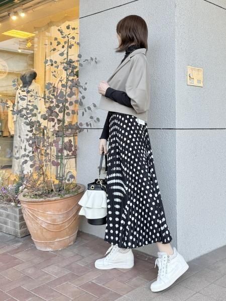 Priority(プライオリティ)新色追加☆プリーツガウチョパンツ・ドット柄