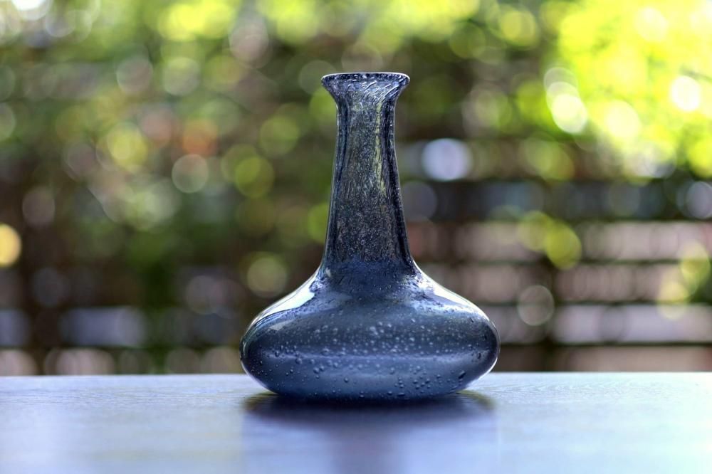 サイン有り】エリックホグラン Erik 公式 Hoglund ブルーガラス 花器