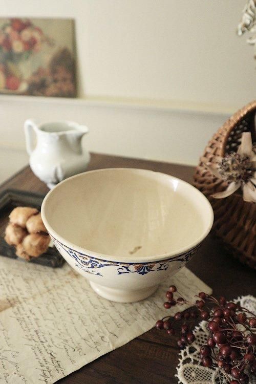 フランス アンティーク カフェオレボウル ムーランデルー 林檎