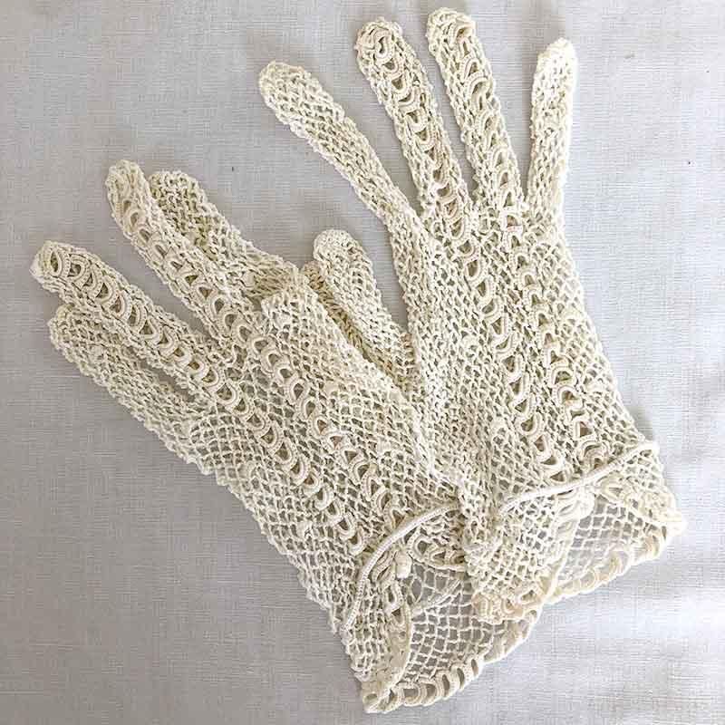 フランス アンティークレース 手袋 白