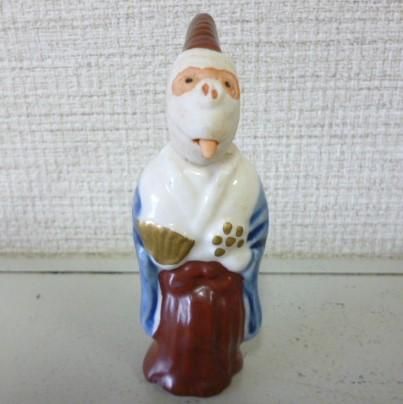 陶器 の 根付 「お猿の三番叟」からくり 首 舌が動く 江戸時代 陶器 の