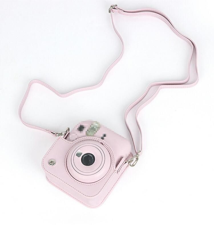 instax mini 12 ケース ショルダーストラップ付き PUレザー 肩掛け