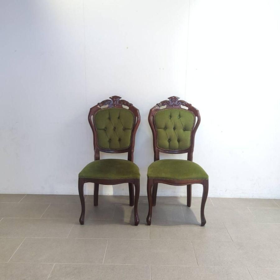 2脚☆刻印アリ】フランス アンティークチェア ダイニングチェア