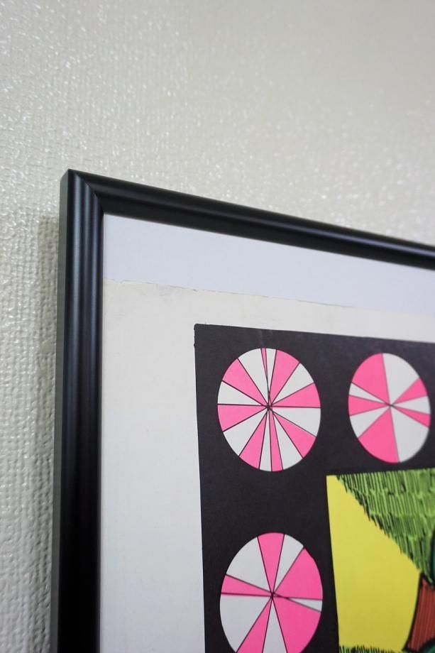 1960's DISNEY ミッキー パロディ ブラックライト 額入りポスター①