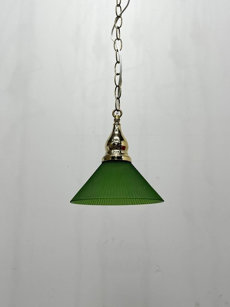 ヴィンテージ グリーンガラス ペンダントランプ - アンティーク