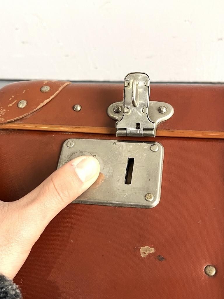 ヴィンテージ ビニールレザー トランク - アンティーク、ビンテージの