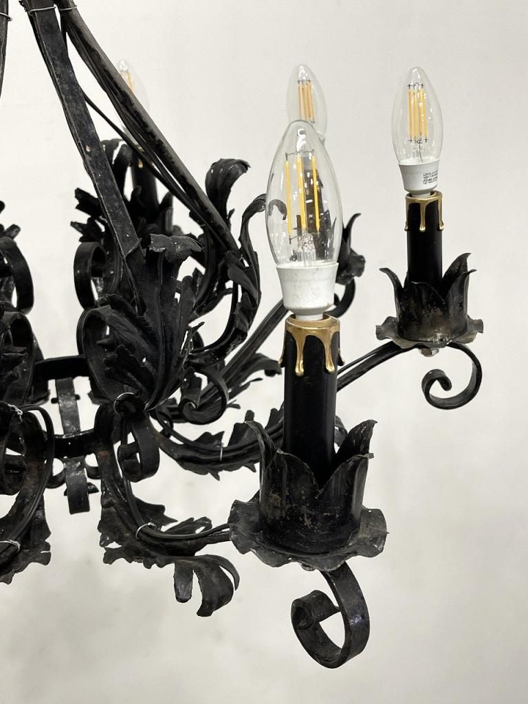 希少！超レトロ美品 アンテーク 燭台型 8連 板ガラス18枚囲い